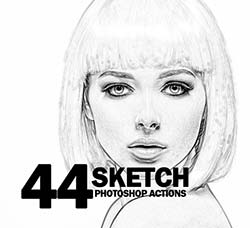 PS动作－44个素描效果：44 Sketch Photoshop Actions
